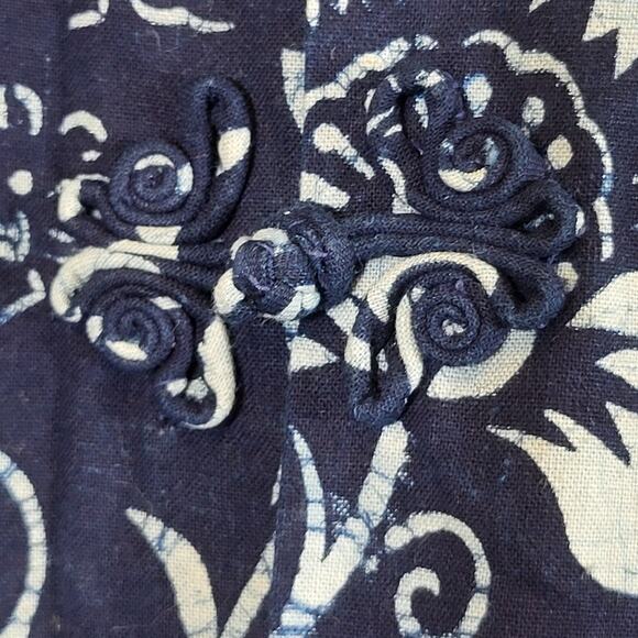 Vintage Chinese robe block Printed blue size MED Frendship S'hai - Picture 4 of 11